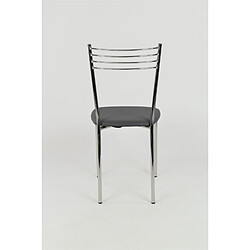 t m c s Tommychairs - Set 4 chaises ELENA pour cuisine, bar et salle à manger, robuste structure en acier chromé et assise rembourrée et revêtue en cuir artificiel couleur gris foncé pas cher