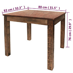 vidaXL Table à manger bois de récupération mélangé 82x80x76 cm pas cher