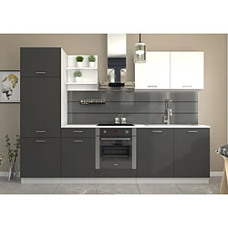 Tbs Cuisine complete PREGO - L 270 cm - Plan de travail 210 cm inclus - Gris Graphit