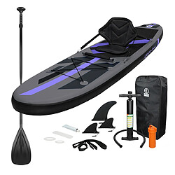 Ecd Germany SUP Stand up paddle board gonflable avec siège kayak amovible noir 120kg 305cm