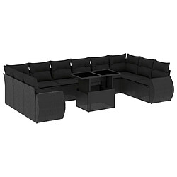 vidaXL Salon de jardin 11 pcs avec coussins noir résine tressée