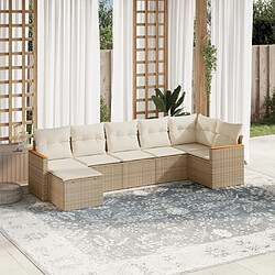 Maison Chic Salon de jardin avec coussins 7 pcs, Ensemble Tables et chaises de jardin, beige résine tressée -GKD665060