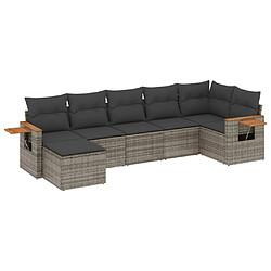 vidaXL Salon de jardin avec coussins 7 pcs gris résine tressée