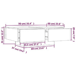 vidaXL Table basse Sonoma gris 90x60x31 cm Bois d'ingénierie pas cher