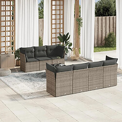 Maison Chic Salon de jardin 8 pcs avec coussins | Ensemble de Table et chaises | Mobilier d'Extérieur gris résine tressée -GKD94633