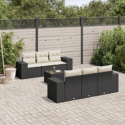 vidaXL Salon de jardin 7 pcs avec coussins noir résine tressée