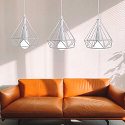 Acheter Stoex Métal Retro Suspensions Luminaires Industriel Lustre Abat-jour en Style Nordique Cage diamant E27 Blanc