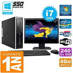 PC HP Compaq 8300 SFF Core I7-2600 Ram 4Go Disque 240 Go SSD Wifi W7 Ecran 27" - Occasion