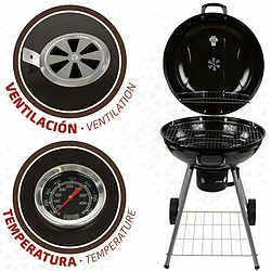 Roues de barbecue au charbon de bois Aktive Noir 57 x 86 x 57 cm