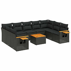 Maison Chic Salon de jardin 10 pcs avec coussins, Ensemble Tables et chaises d'extérieur noir résine tressée -GKD542383