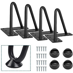 4pcs Pied de Table Metal Pied de Meuble en Épingle 4pcs Pied de Table Metal Pied de Meuble en Épingle avec 20 Vis + 4 Protège Pieds Hauteur : 10 cm