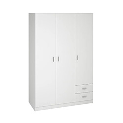 Pegane Armoire placard / meuble de rangement coloris blanc - Hauteur 180 x Longueur 120 x Profondeur 52 cm 