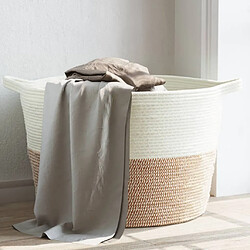 vidaXL Panier à linge marron et blanc Ø60x36 cm coton 