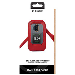 BigBen Connected Etui pour Doro 7080 / 6880 à Clapet avec Tour de Cou Rouge