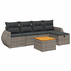 Maison Chic Ensemble Tables et chaises d'extérieur 6pcs avec coussins,Salon de jardin gris résine tressée -GKD661077