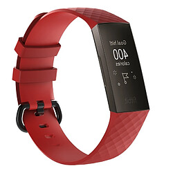 Wewoo Bracelet en silicone à motif de diamants pour Fitbit Charge 3 (rouge) 