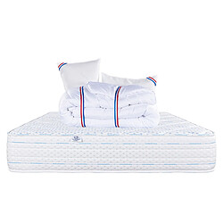 LUXURY LITERIE Matelas 140x200 cm, Thermotec, 24 cm, mémoire de forme, ferme, face été/hiver + 2 oreillers + couette 