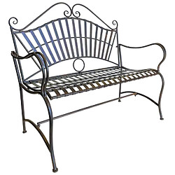 L'Héritier Du Temps Banc de Jardin 2 Places Gustave Banquette de Jardin Fauteuil 2 Personnes en Métal Patiné Marron 50x103x115cm