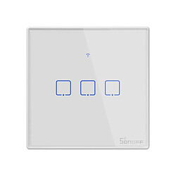 Wewoo Sonoff T2 Touch Interrupteur mural en verre trempé1 section3 voies 86 mm tactile Smart Homecompatible avec Alexa et Google HomeCA 100V-240VEU Plug 