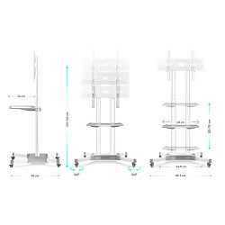 Acheter ONKRON Support TV Roulettes pour 32 - 65 Pouces TV & Ecran, Ecran sur Pied Mobile Poids jusqu'à 45 kg - Meuble TV Roulette VESA 100x100 - 600x400 mm/Chariot Mobile TV Hauteur Réglable TS1351-W Blanc