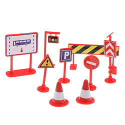 Acheter 9pcs roadblock panneau de signalisation playset jouet connaissance du trafic routier apprentissage rouge