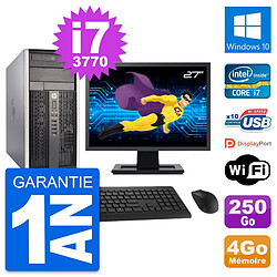 PC Tour HP Pro 6300 CMT Ecran 27" i7-3770 RAM 4Go Disque 250Go Windows 10 Wifi - Occasion