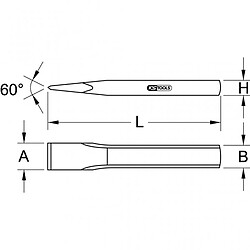 KS TOOLS 156.0586 Burin méplat réafutable - profil constant - 20 mm Longueur 200 mm