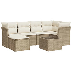 vidaXL Salon de jardin avec coussins 7 pcs beige résine tressée