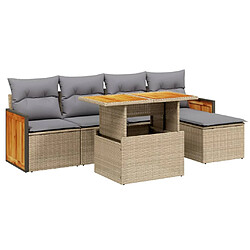 vidaXL Salon de jardin avec coussins 6 pcs beige résine tressée