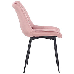 Avis Decoshop26 Chaise de salle à manger x1 couture décorative vertical avec pieds en métal noir mat et assise en velours rose 10_0002328