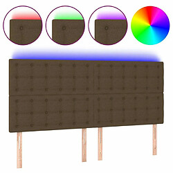 Maison Chic Tête de lit scandinave à LED,meuble de chambre Marron foncé 180x5x118/128 cm Tissu -MN96878