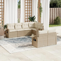 vidaXL Salon de jardin avec coussins 7 pcs beige résine tressée 