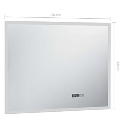 vidaXL Miroir à LED et capteur tactile et affichage d'heure 80x60 cm pas cher