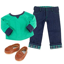 Avis Teamson Kids Sophia’s 3 PCS 18 "Boy Doll Green Top & Jeans Tentime avec des chaussures de poule à poupées