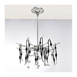 Luminaire Center Suspension Cygnet 12 Ampoules chrome poli/verre noir/cristal