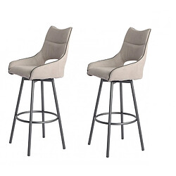 Meubletmoi Lot de 2 chaises hautes de bar tissu beige et taupe - ROY 