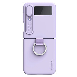 Coque en silicone NILLKIN anti-chute avec glissière pour appareil photo et anneau pour doigt pour votre Samsung Galaxy Z Flip4 5G - violet