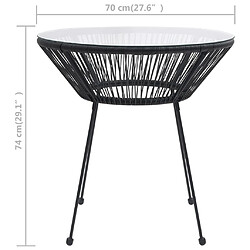 Acheter vidaXL Table à manger de jardin Noir Ø70x74 cm Rotin et verre