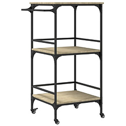 Maison Chic Desserte de cuisine | Chariot de cuisine | Meuble de rangement roulant chêne sonoma 60,5x50x105cm bois d'ingénierie -GKD66382