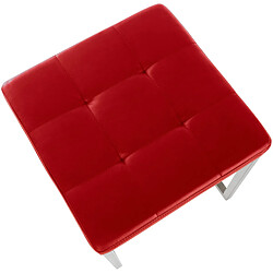 Avis Decoshop26 Lot de 2 tabourets bas repose-pieds poufs forme carrée en PVC rouge et acier inoxydable 10_0004464