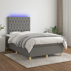 vidaXL Sommier à lattes de lit et matelas et LED Gris foncé 120x200 cm