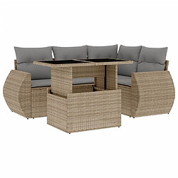 vidaXL Salon de jardin avec coussins 5 pcs beige résine tressée