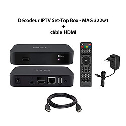 Décodeur IPTV Multimédia MAG 322w1 - Set Top Box TV, H.265, WLAN WiFi intégré 150Mbps, Lecteur multimédia Internet TV + câble HDMI