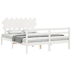 Acheter Maison Chic Cadre/structure de lit avec tête de lit pour adulte - Lit Moderne Chambre blanc 140x190 cm bois massif -MN70420