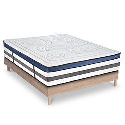 MAISON AUBERTIN Matelas Mémoire 30cm + Sommier Bois 140x190