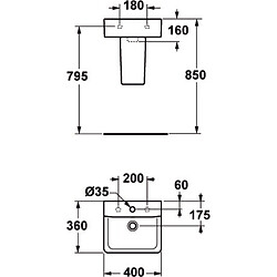 Ideal Standard Lave-mains CONNECT CUBE 40 x 36 x 16 cm, blanc Réf. E713701