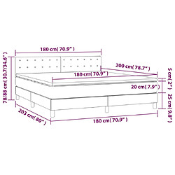 Acheter vidaXL Sommier à lattes de lit avec matelas et LED Gris 180x200 cm