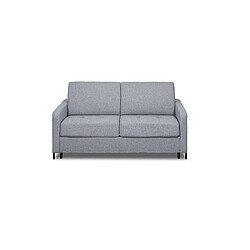 Inside 75 Canapé convertible EXPRESS BELLECOUR lattes 120 cm matelas 16 cm pieds métal noir tissu tweed twist gris clair