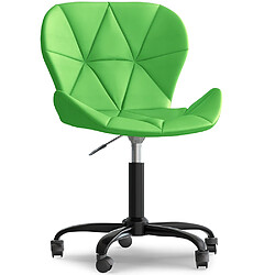 ICONIK INTERIOR Chaise de bureau avec roulettes - Chaise pivotante de bureau - Revêtement en similicuir - Structure noire Wito Vert