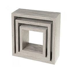 Acheter Wadiga Set de 3 Étagères Murales Carrées en Bois Gris - 25X25X9cm